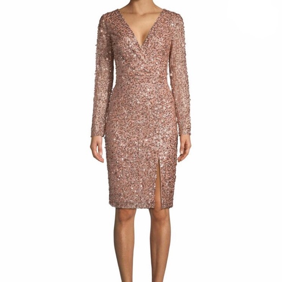 Adrianna Papell Dresses & Skirts - Adrianna Papell Rose Gold Sequin Cocktail Dress